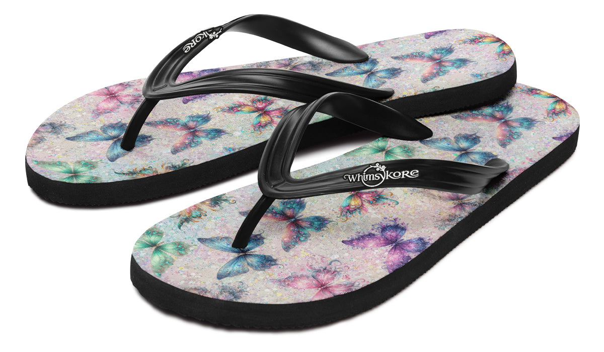 Sparkly Butterflies Flip Flops