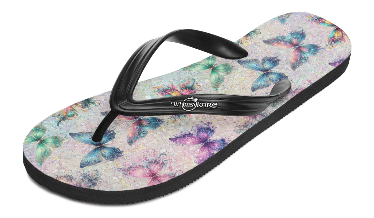 Sparkly Butterflies Flip Flops