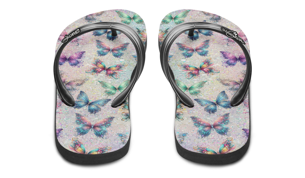 Sparkly Butterflies Flip Flops