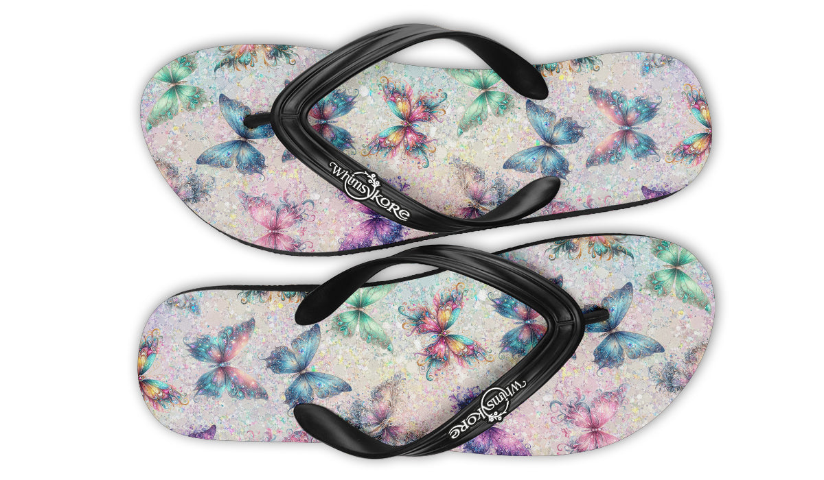 Sparkly Butterflies Flip Flops