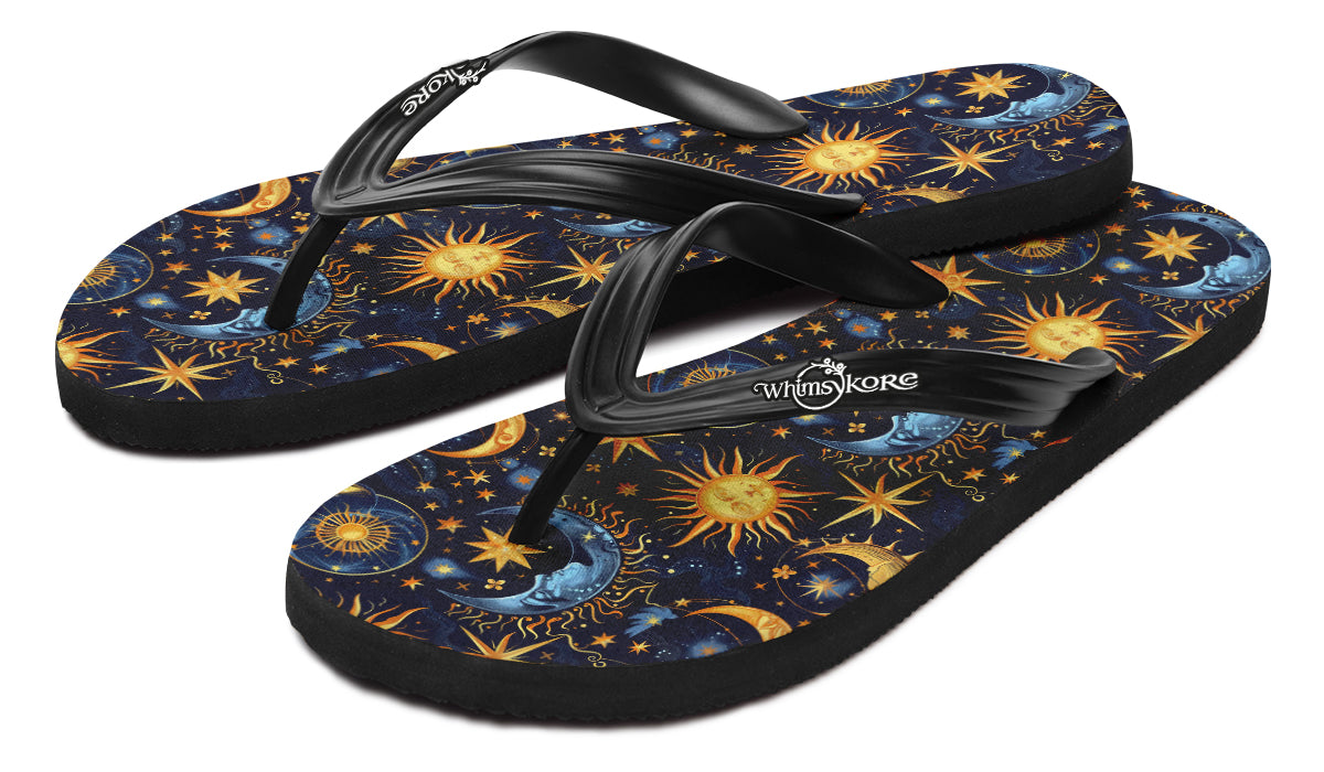 Sun Moon And Stars Flip Flops