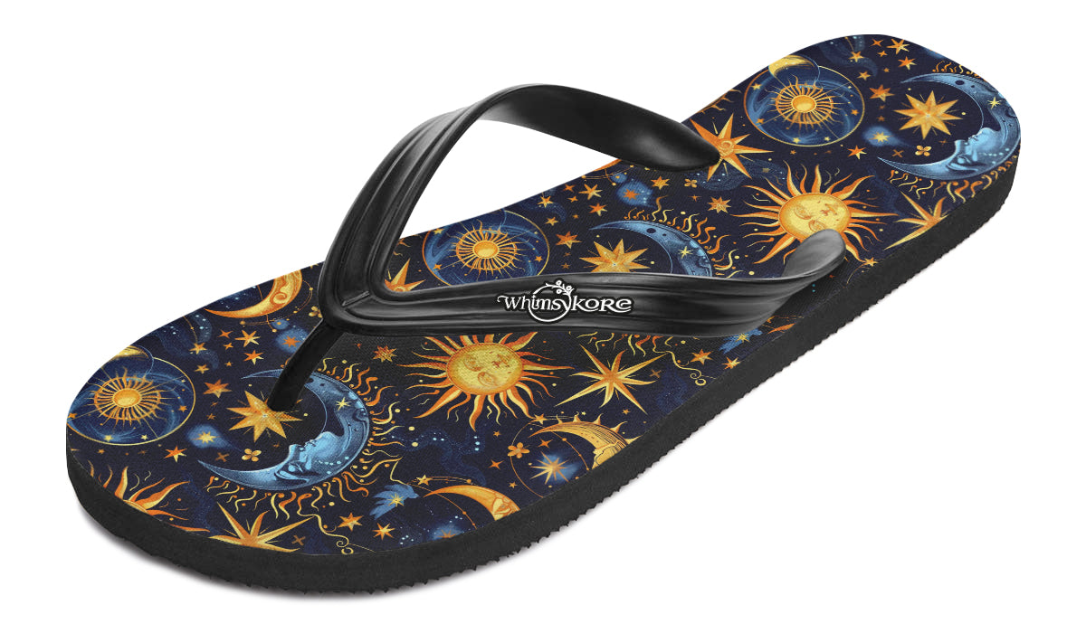 Sun Moon And Stars Flip Flops