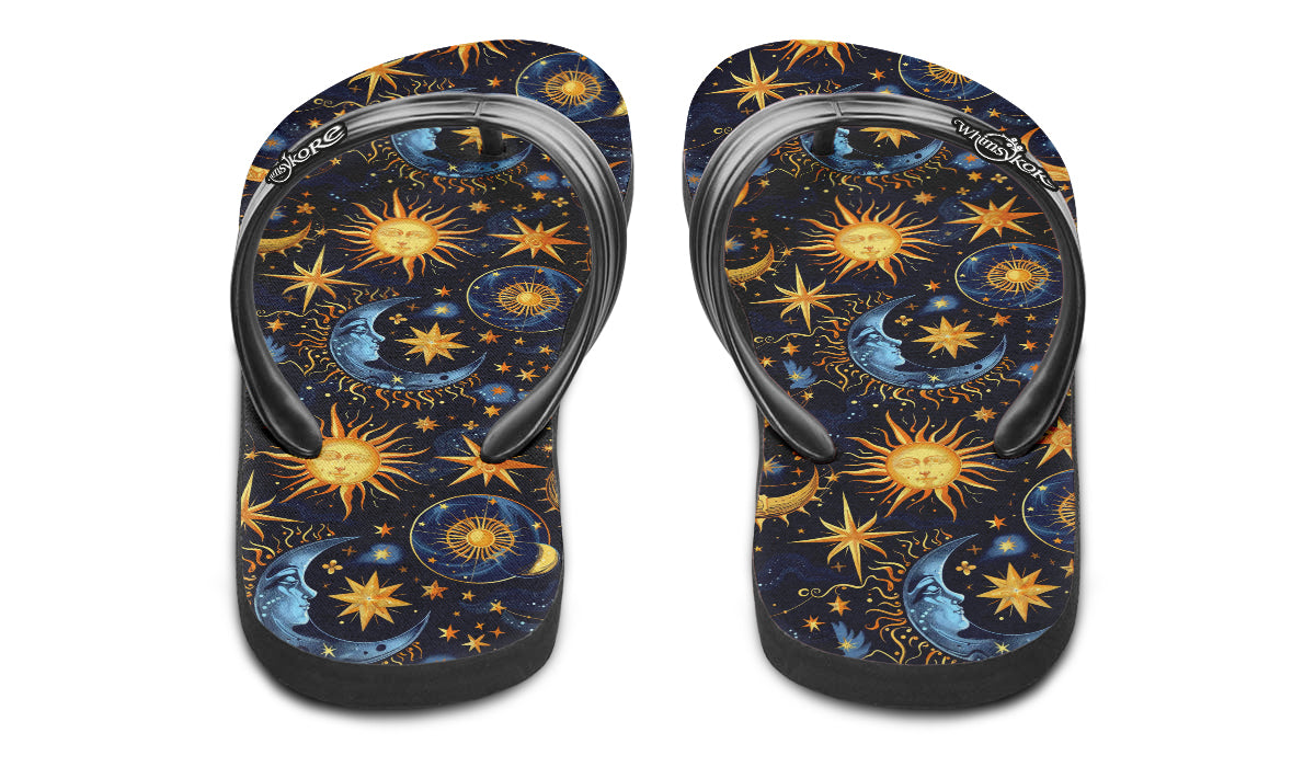 Sun Moon And Stars Flip Flops