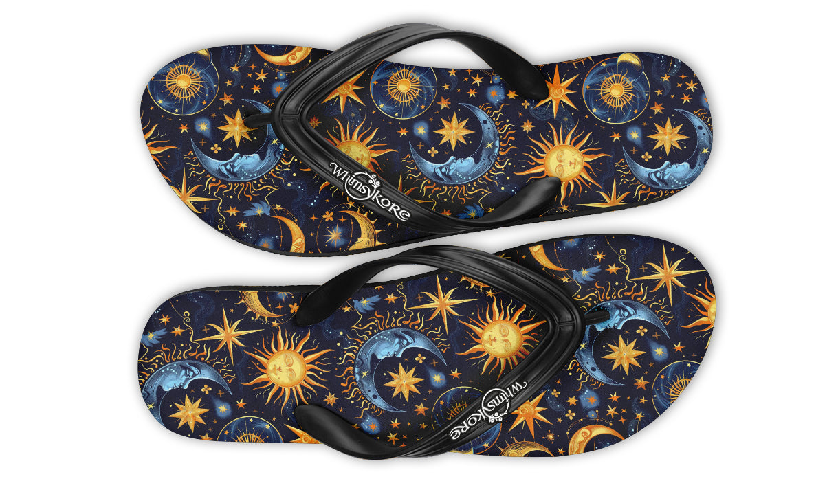 Sun Moon And Stars Flip Flops