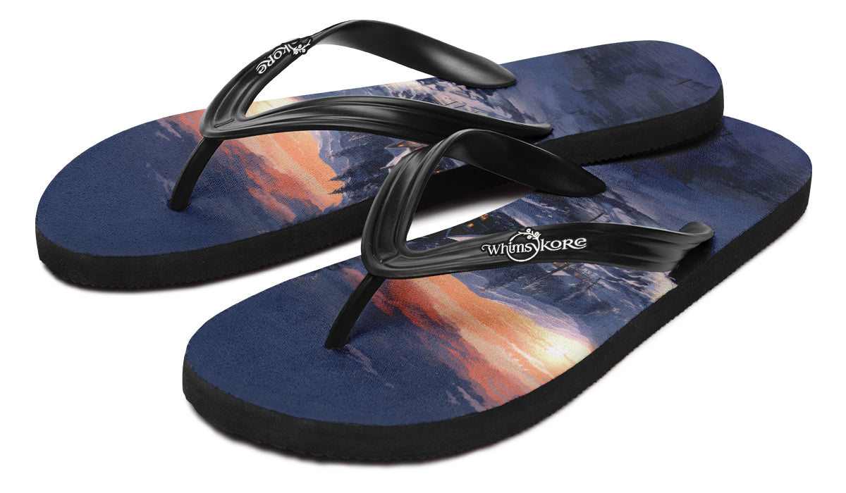 Winter Sunset Flip Flops