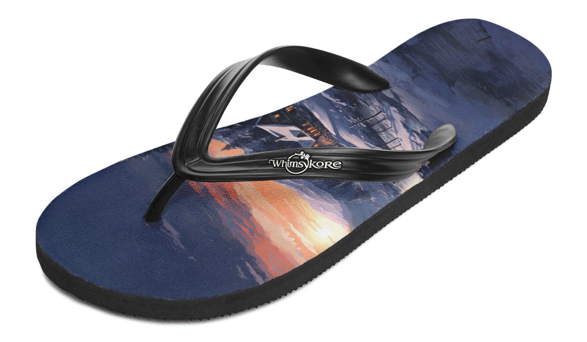 Winter Sunset Flip Flops