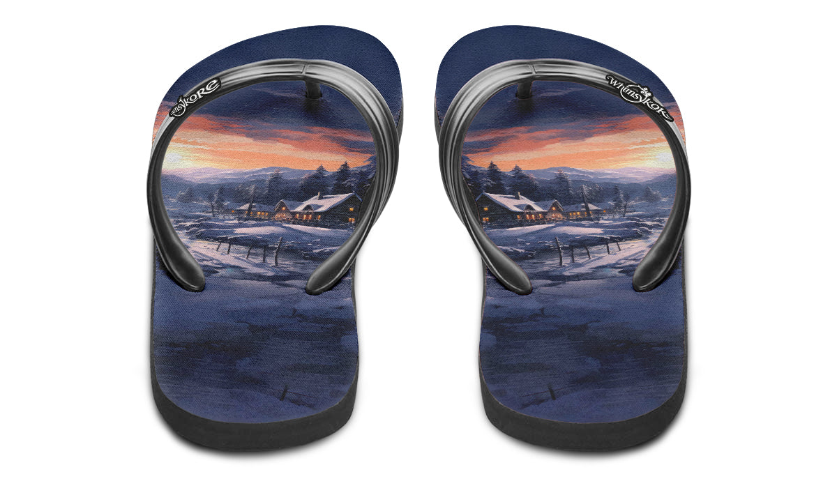 Winter Sunset Flip Flops