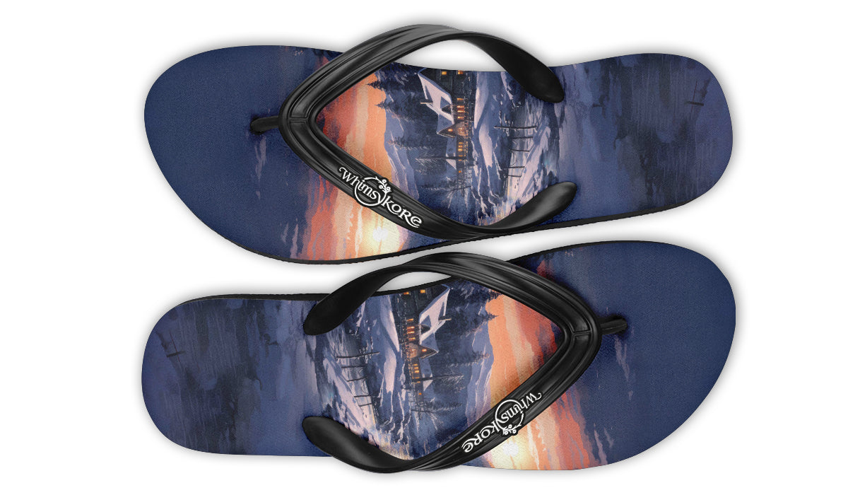 Winter Sunset Flip Flops