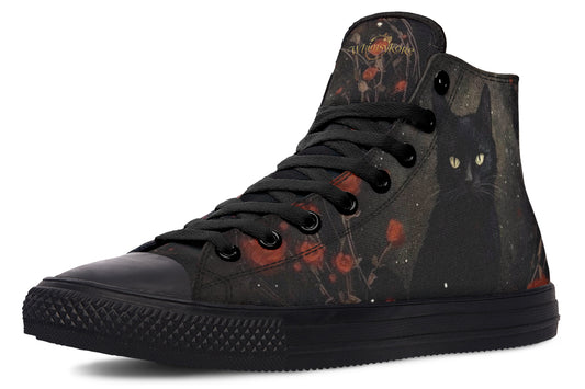 Black Cat And Roses High Tops