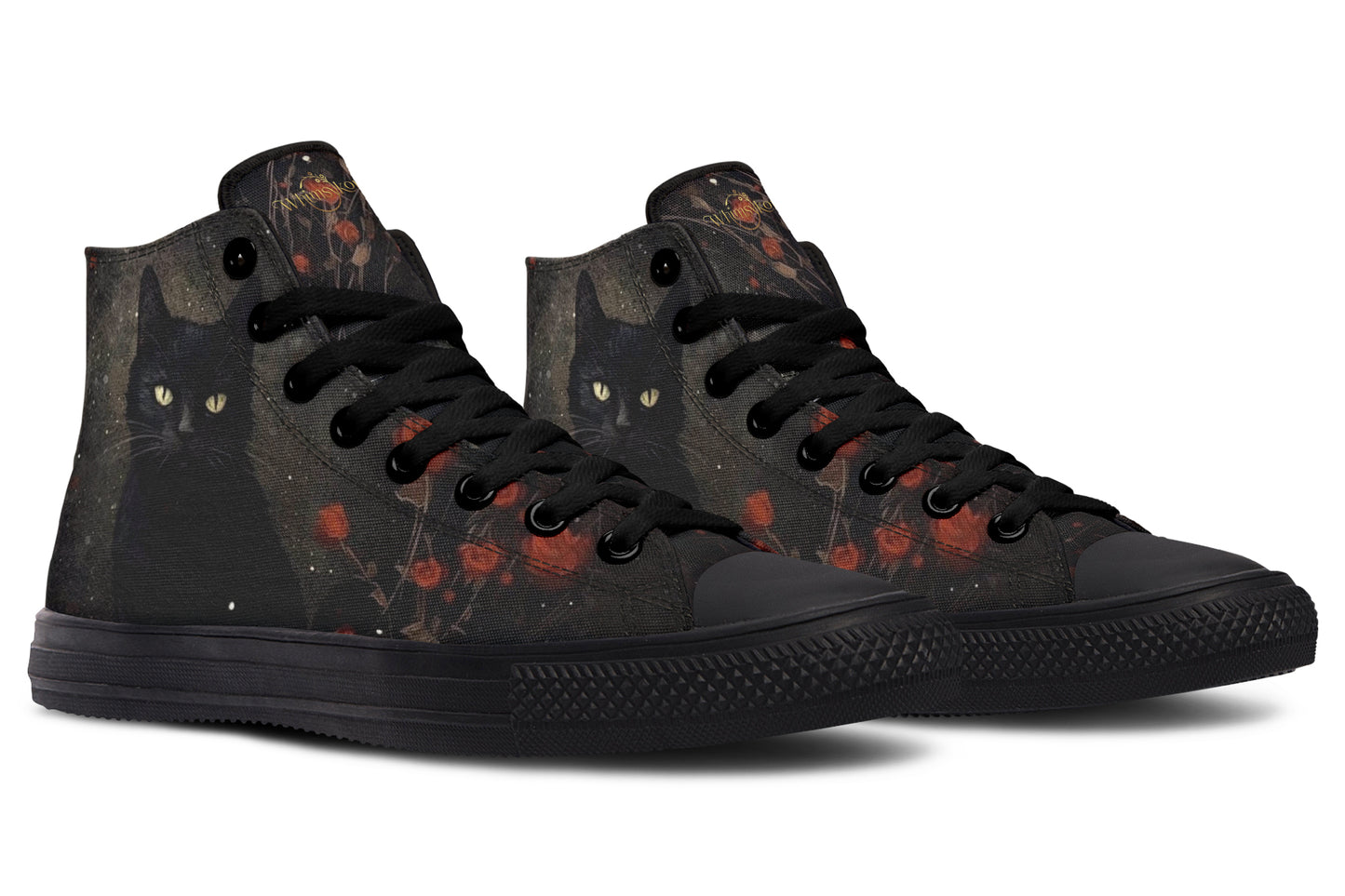 Black Cat And Roses High Tops