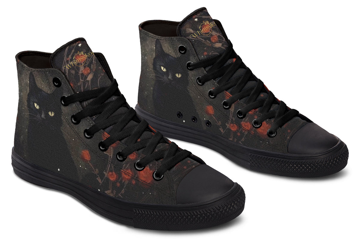 Black Cat And Roses High Tops