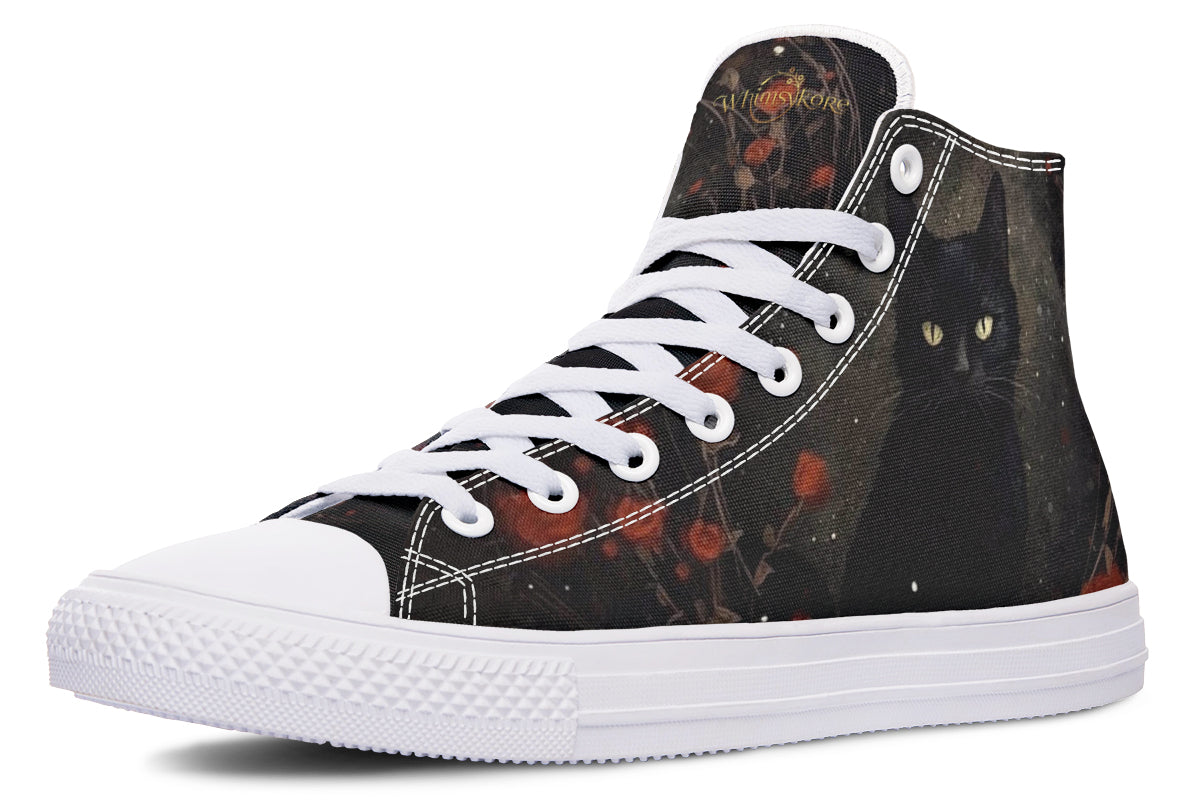 Black Cat And Roses High Tops