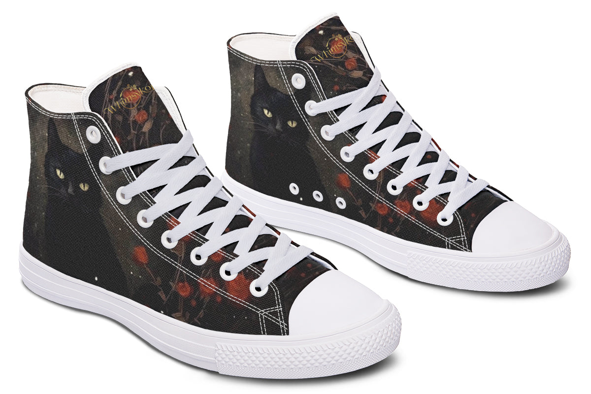 Black Cat And Roses High Tops