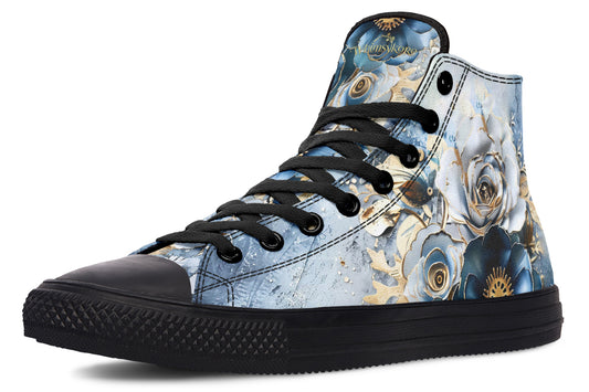 Gold And Blue Florals High Tops