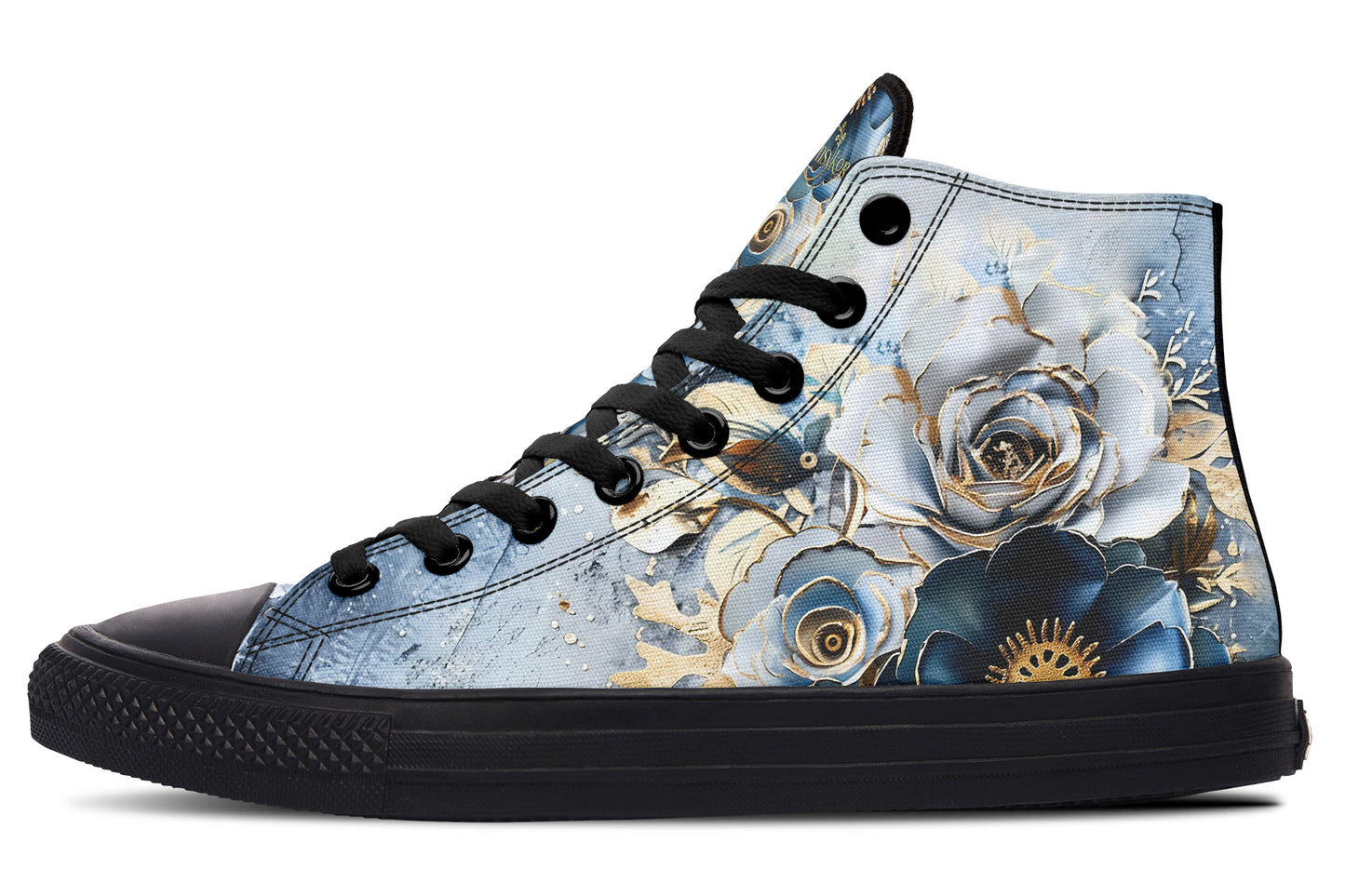 Gold And Blue Florals High Tops