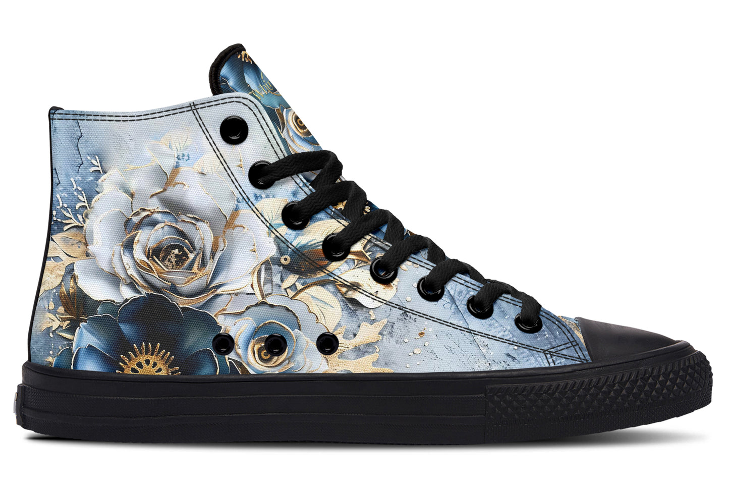 Gold And Blue Florals High Tops