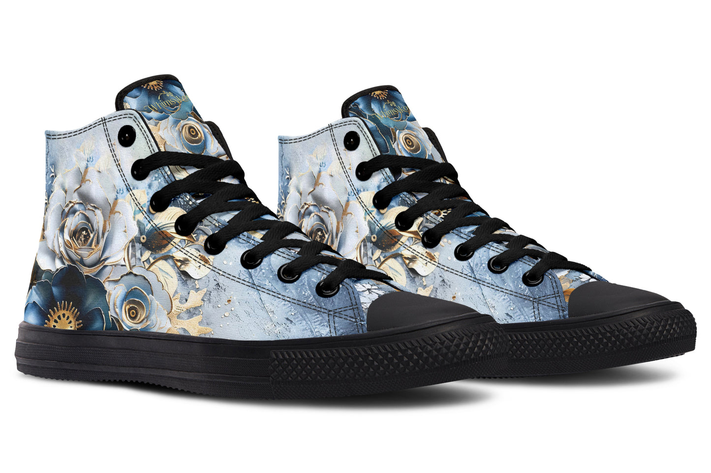 Gold And Blue Florals High Tops