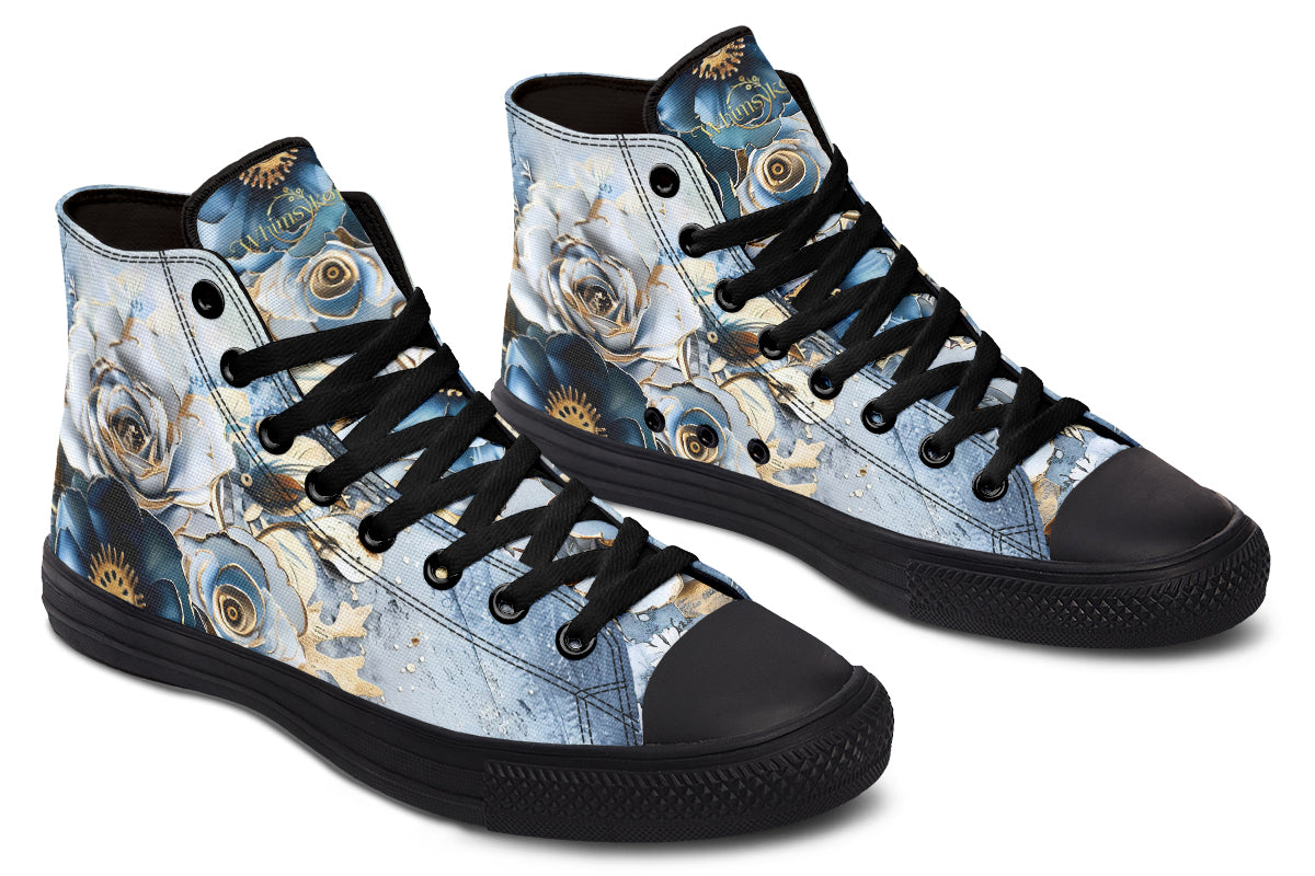 Gold And Blue Florals High Tops