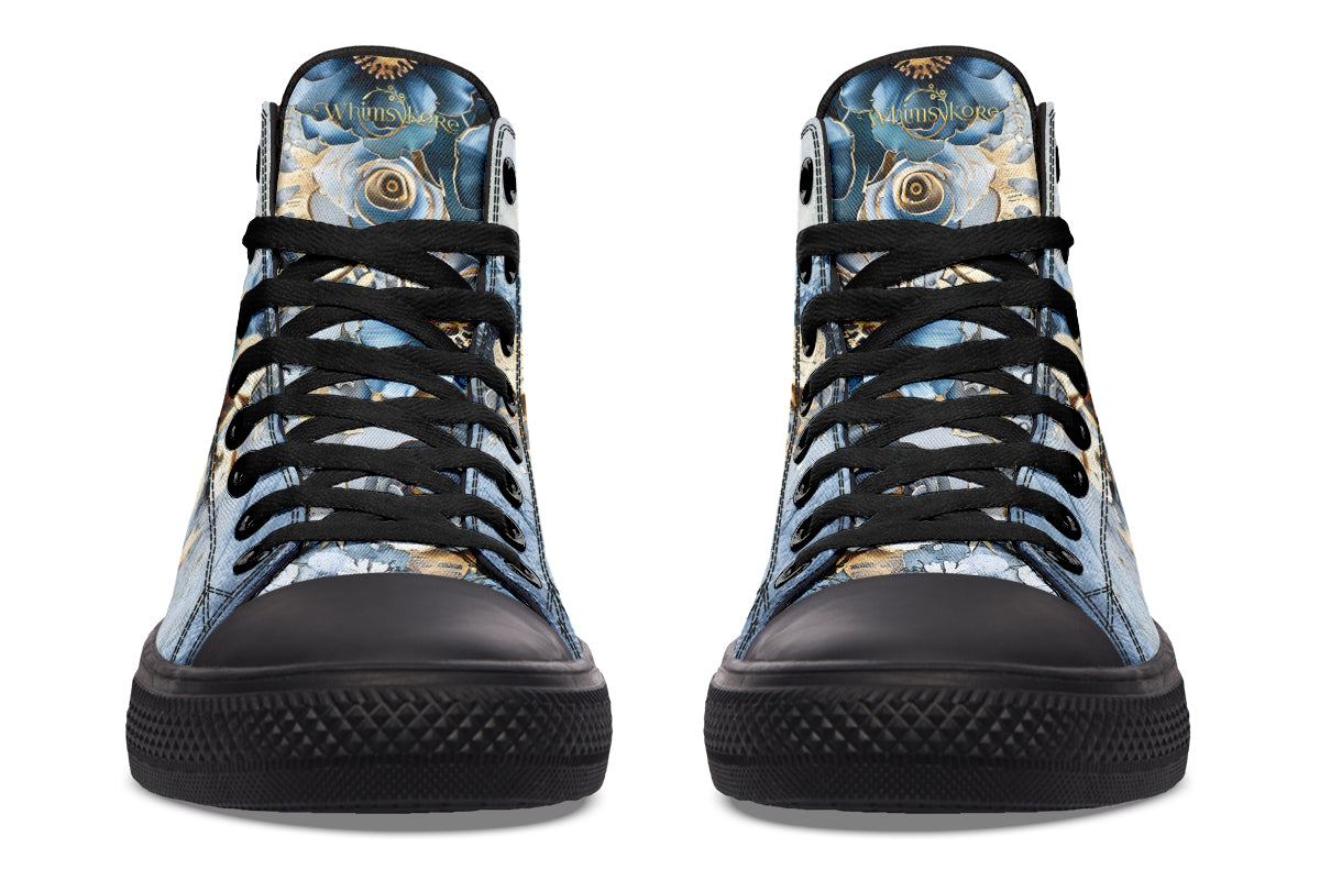 Gold And Blue Florals High Tops