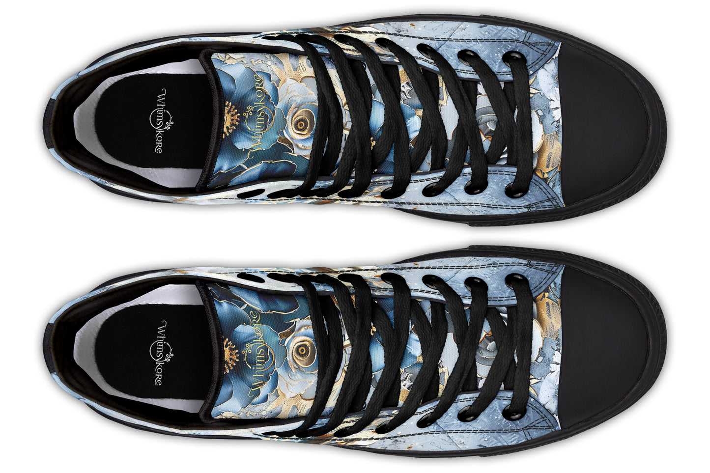 Gold And Blue Florals High Tops