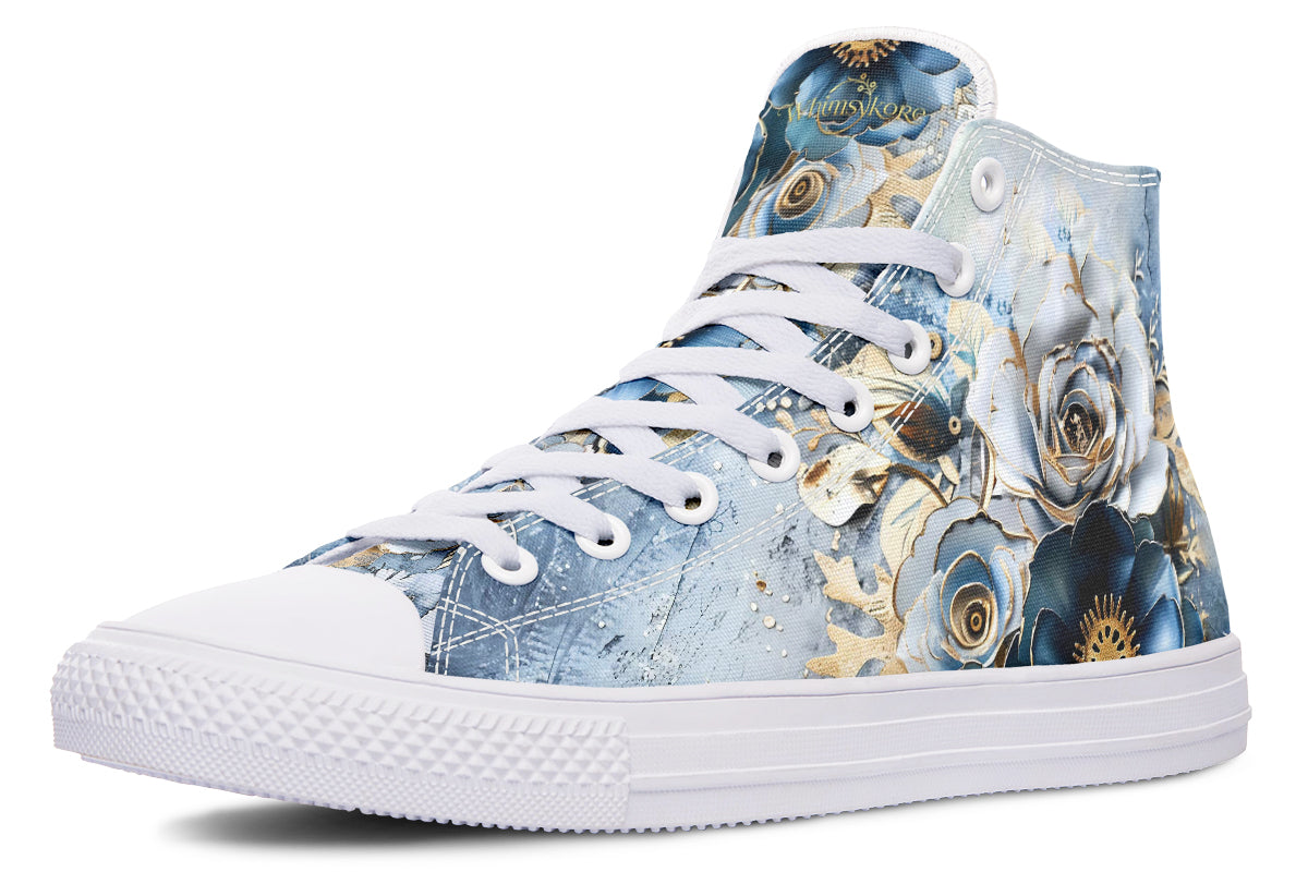 Gold And Blue Florals High Tops