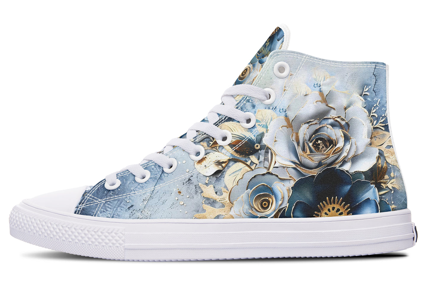 Gold And Blue Florals High Tops