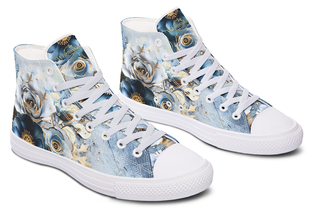 Gold And Blue Florals High Tops