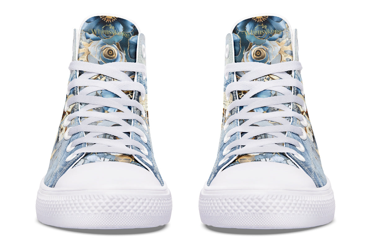 Gold And Blue Florals High Tops