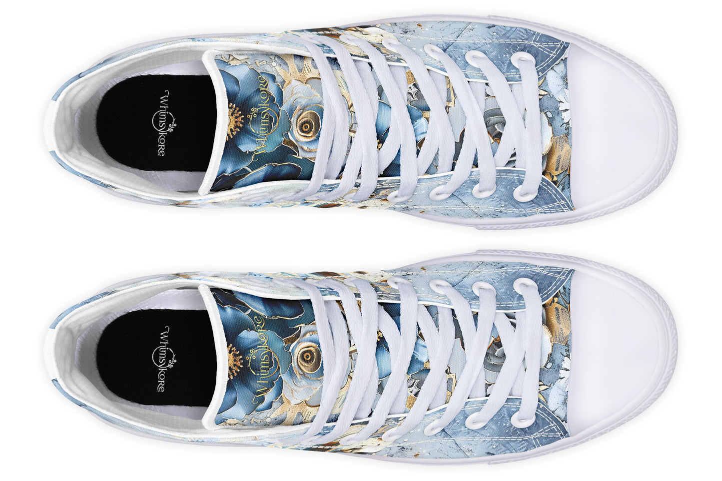 Gold And Blue Florals High Tops