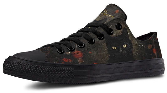 Black Cat And Roses Low Tops