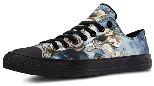 Gold And Blue Florals Low Tops