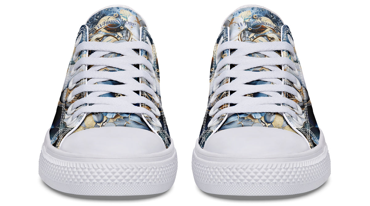 Gold And Blue Florals Low Tops