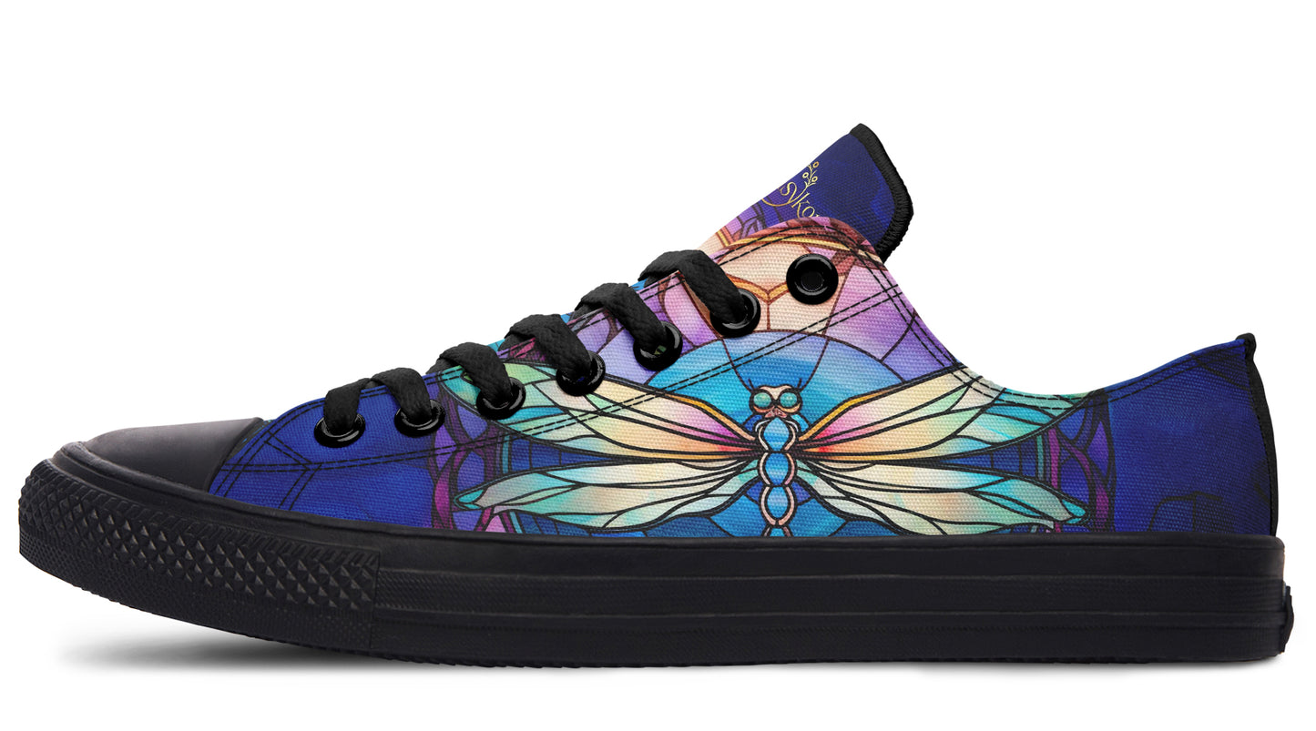 Stained Glass Dragonfly Low Tops