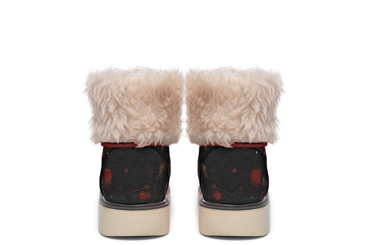 Black Cat And Roses Polar Boots