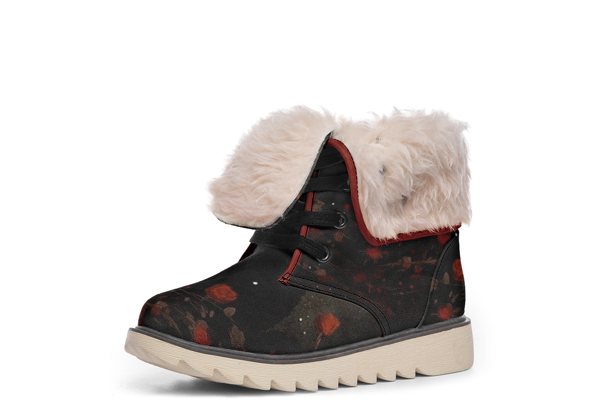 Black Cat And Roses Polar Boots