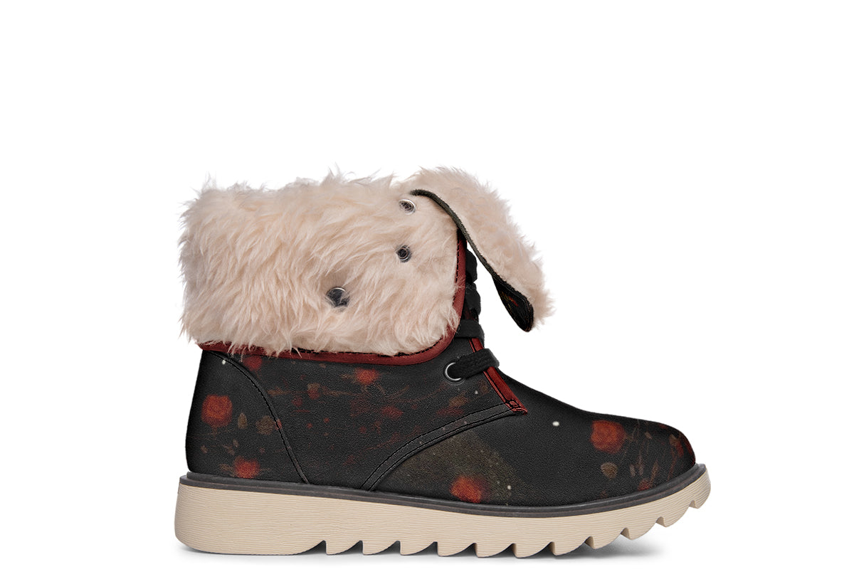 Black Cat And Roses Polar Boots