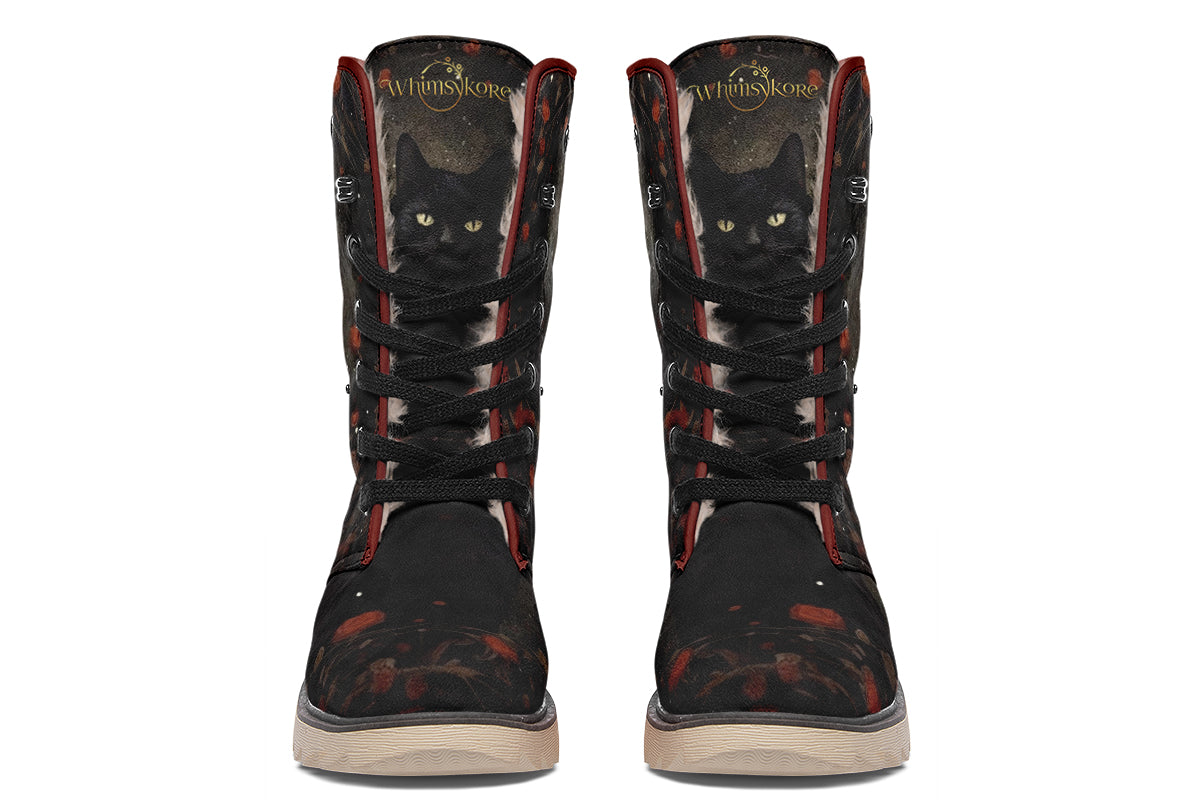 Black Cat And Roses Polar Boots