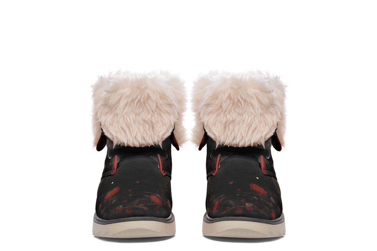 Black Cat And Roses Polar Boots