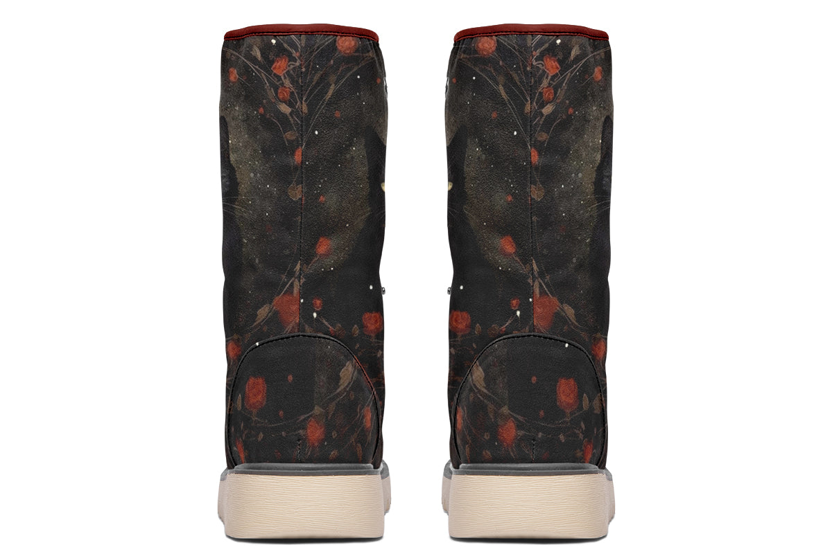 Black Cat And Roses Polar Boots