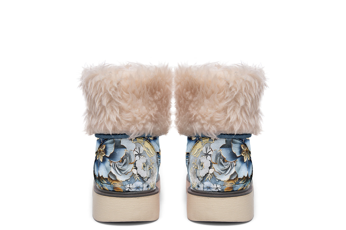 Gold And Blue Florals Polar Boots