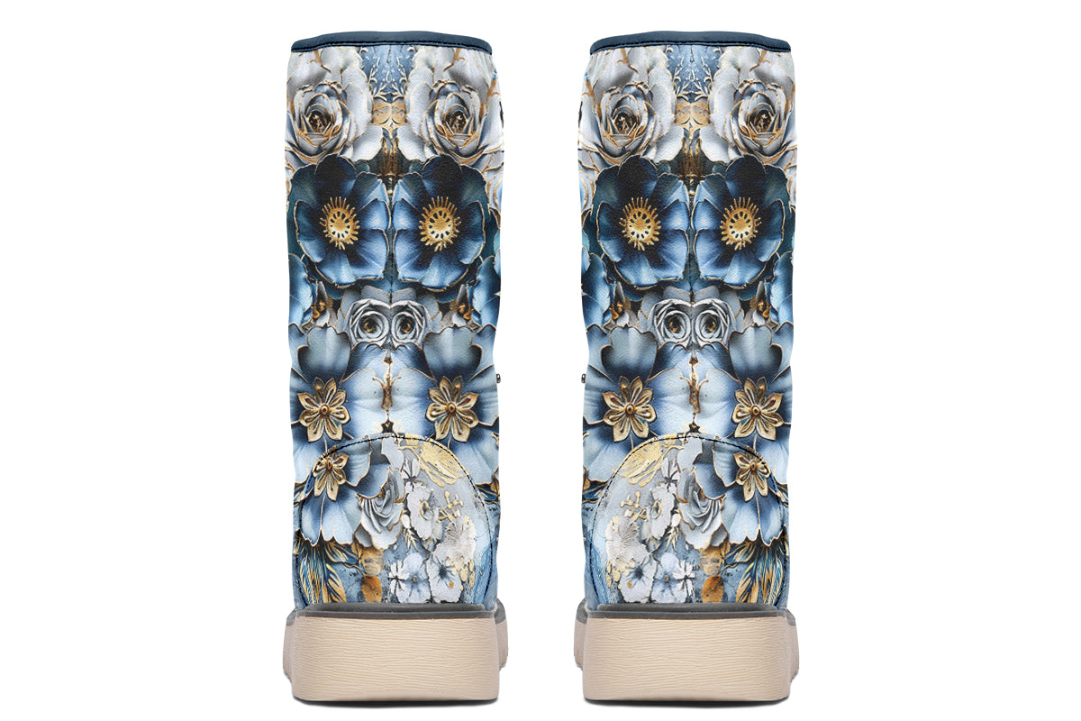 Gold And Blue Florals Polar Boots