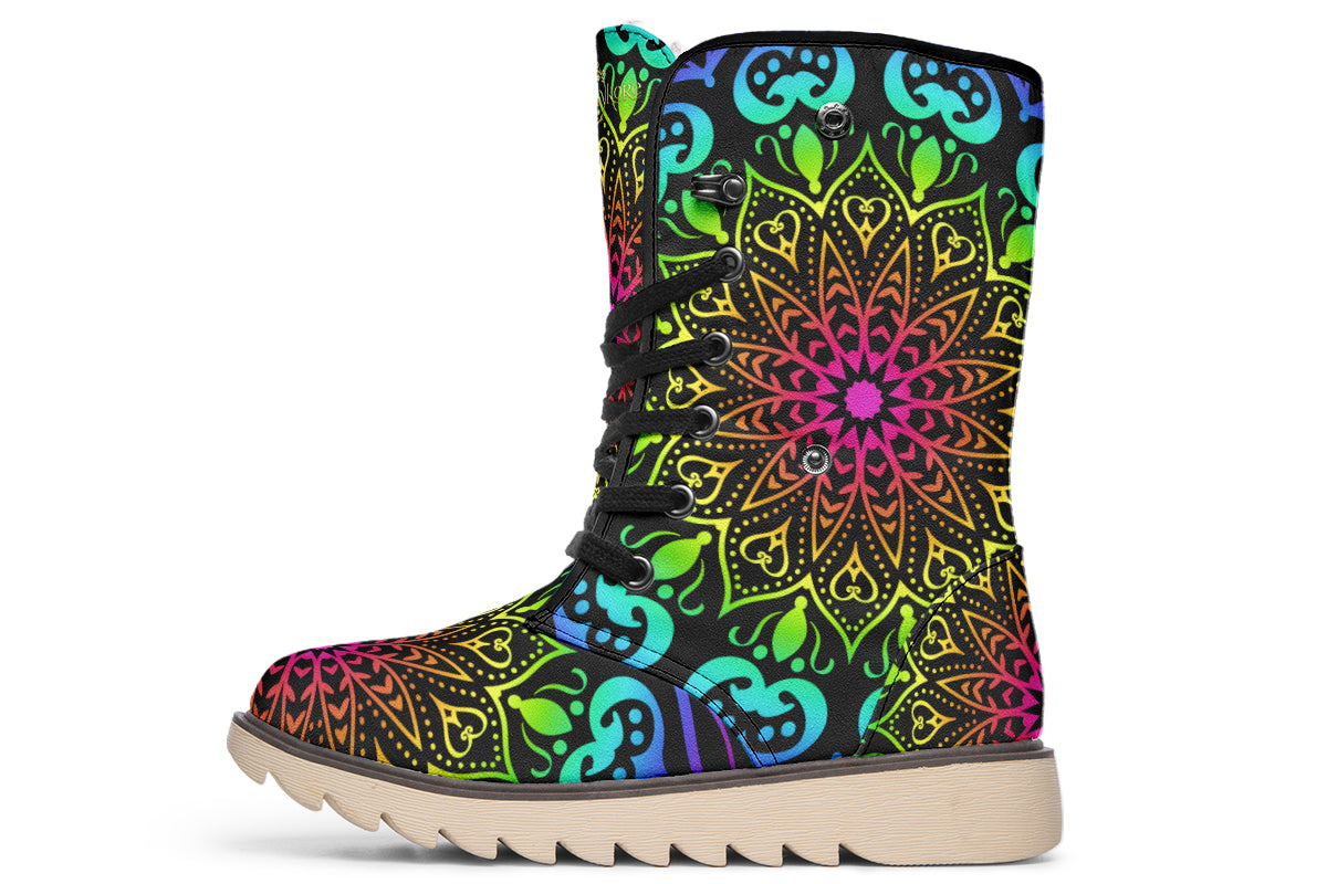 Rainbow Mandala Polar Boots