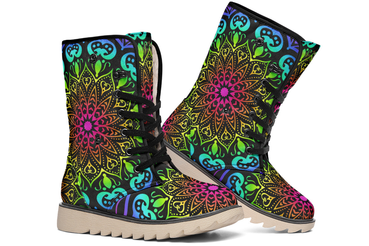 Rainbow Mandala Polar Boots