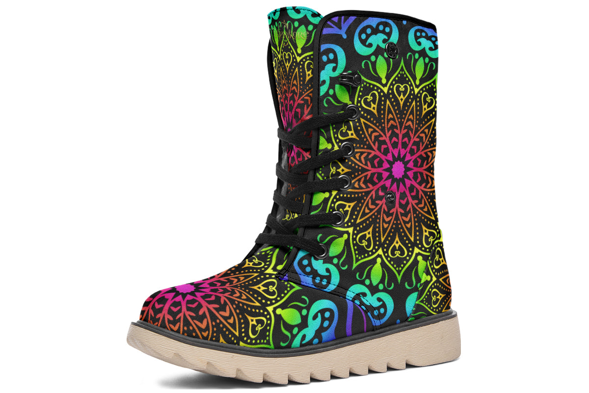 Rainbow Mandala Polar Boots