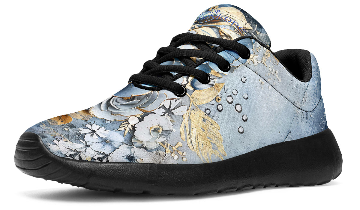 Gold And Blue Florals Sneakers