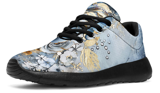 Gold And Blue Florals Sneakers