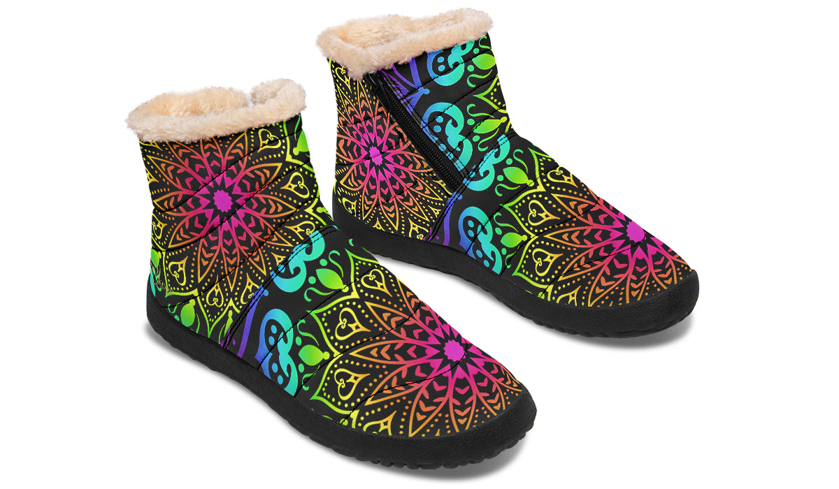 Rainbow Mandala Winter Boots