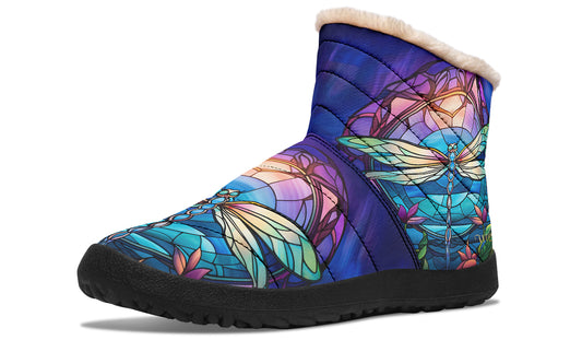 Stained Glass Dragonfly Winter Boots